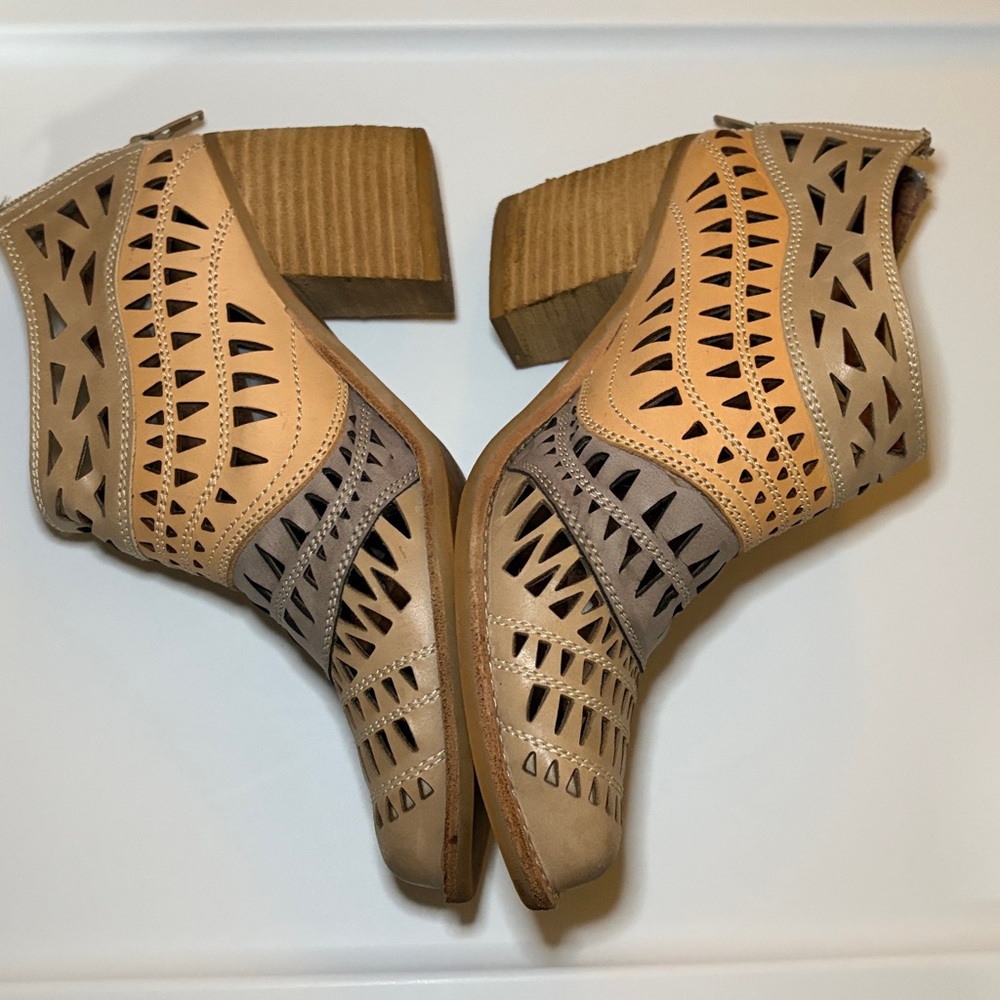 Jeffrey Cambell Multi-Color Cutout Leather Booties size 7.5